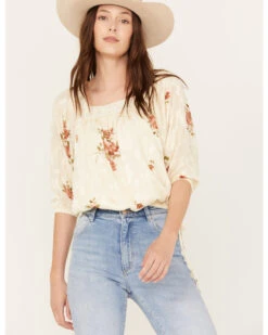 Wild Moss Women's Jacquard Peasant Top