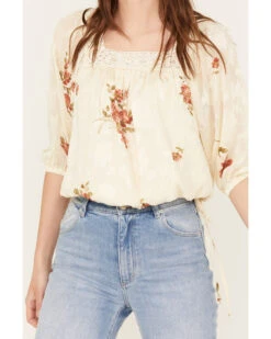 Wild Moss Women's Jacquard Peasant Top  -Velora Studio Shop 2000389059 103 P3