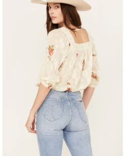 Wild Moss Women's Jacquard Peasant Top  -Velora Studio Shop 2000389059 103 P4