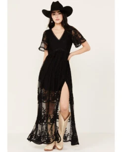 Shyanne Women's Floral Lace Split Leg Maxi Dress