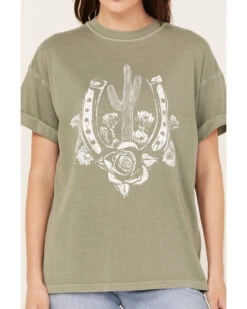 Girl Dangerous Women's Horseshoe Rose Boyfriend Graphic Tee -Velora Studio Shop 2000391106 300 P3