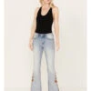 Driftwood Women's Light Wash High Rise Falling Sunflower Flare Jeans