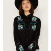 Scully Women's Floral Embroidered Long Sleeve Snap Western Shirt