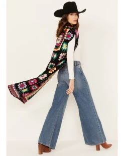 Revel Women's Crochet Sleeveless Midi Kimono