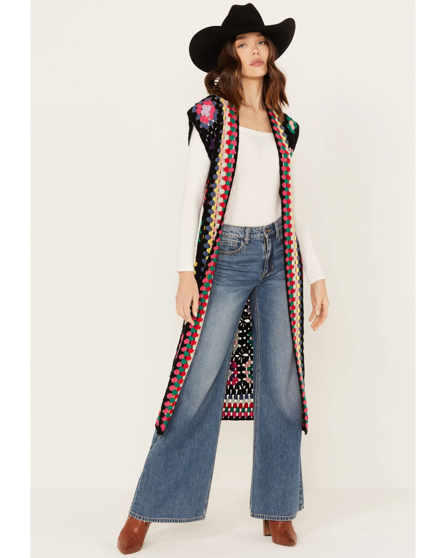 Revel Women's Crochet Sleeveless Midi Kimono 4 Revel Women's Crochet Sleeveless Midi Kimono - Image 4