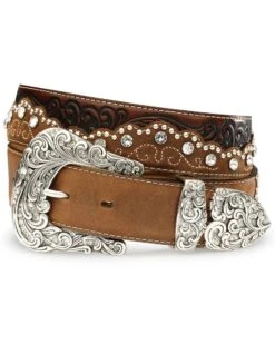 Tony Lama Kaitlyn Crystal Leather Western Belt
