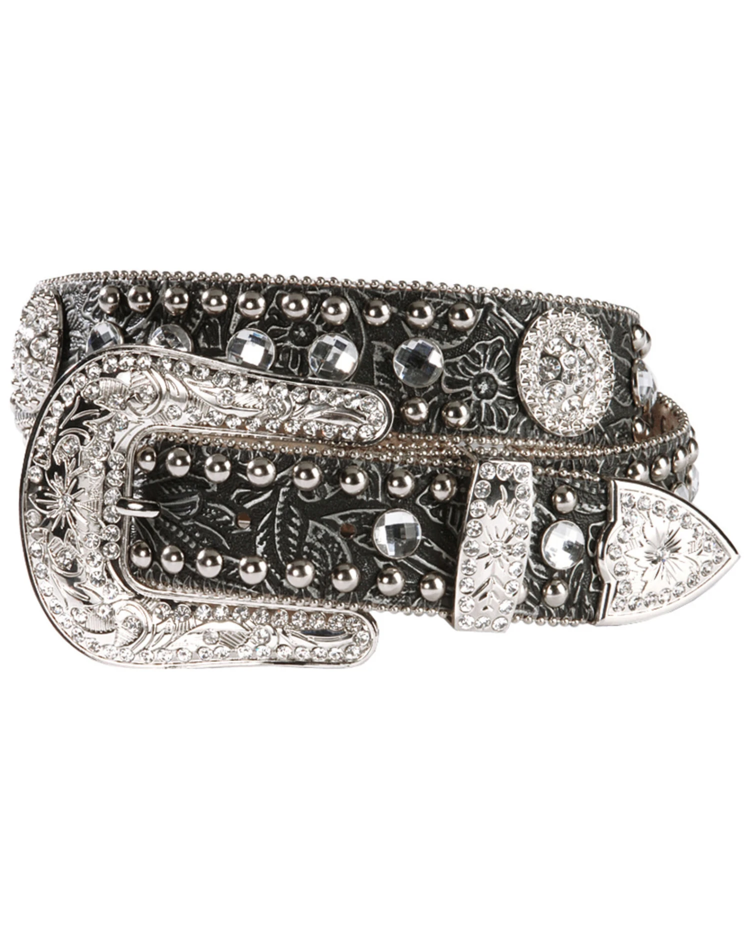 Blazin Roxx Black Tooled Concho Belt 1 Blazin Roxx Black Tooled Concho Belt