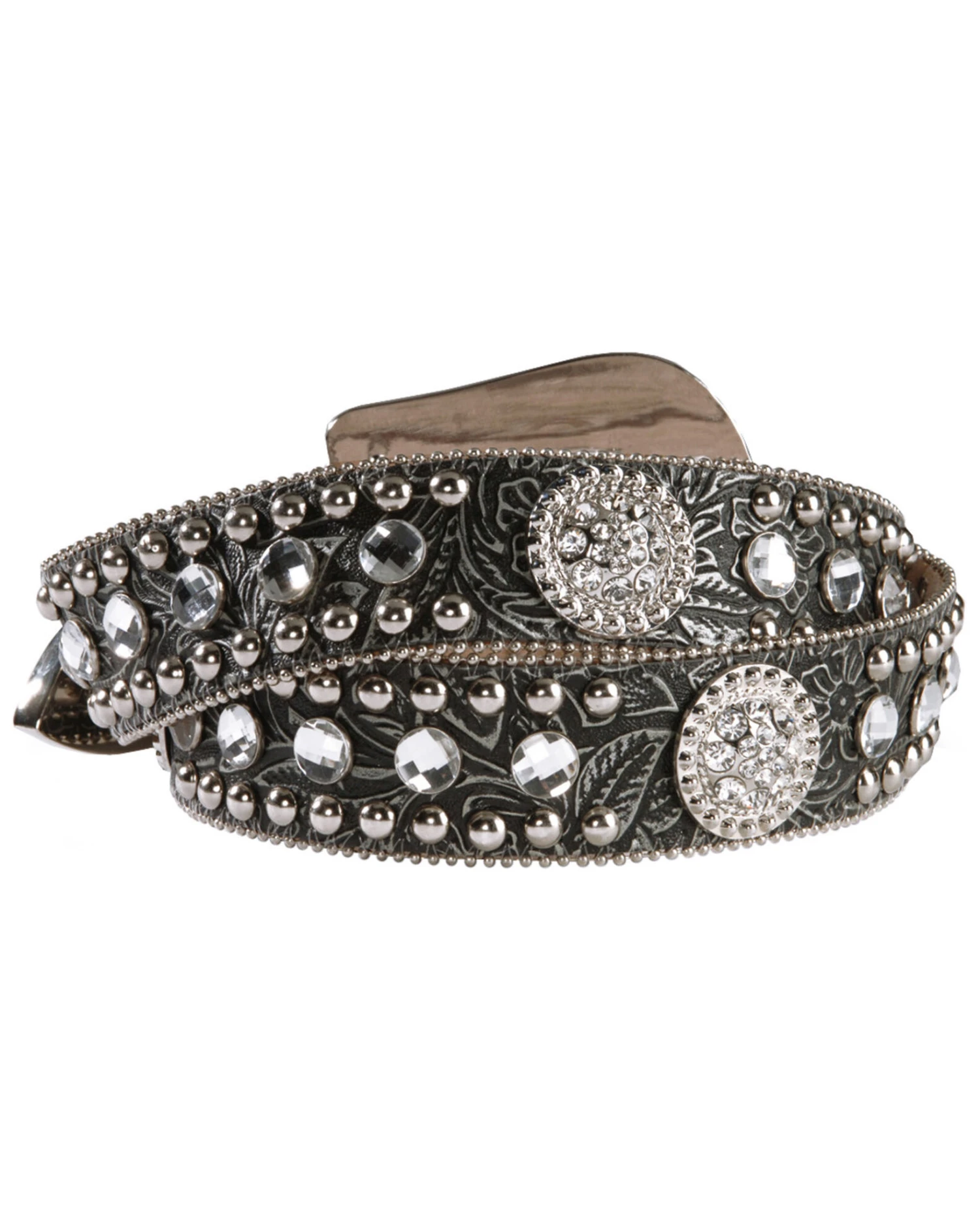 Blazin Roxx Black Tooled Concho Belt 2 Blazin Roxx Black Tooled Concho Belt - Image 2
