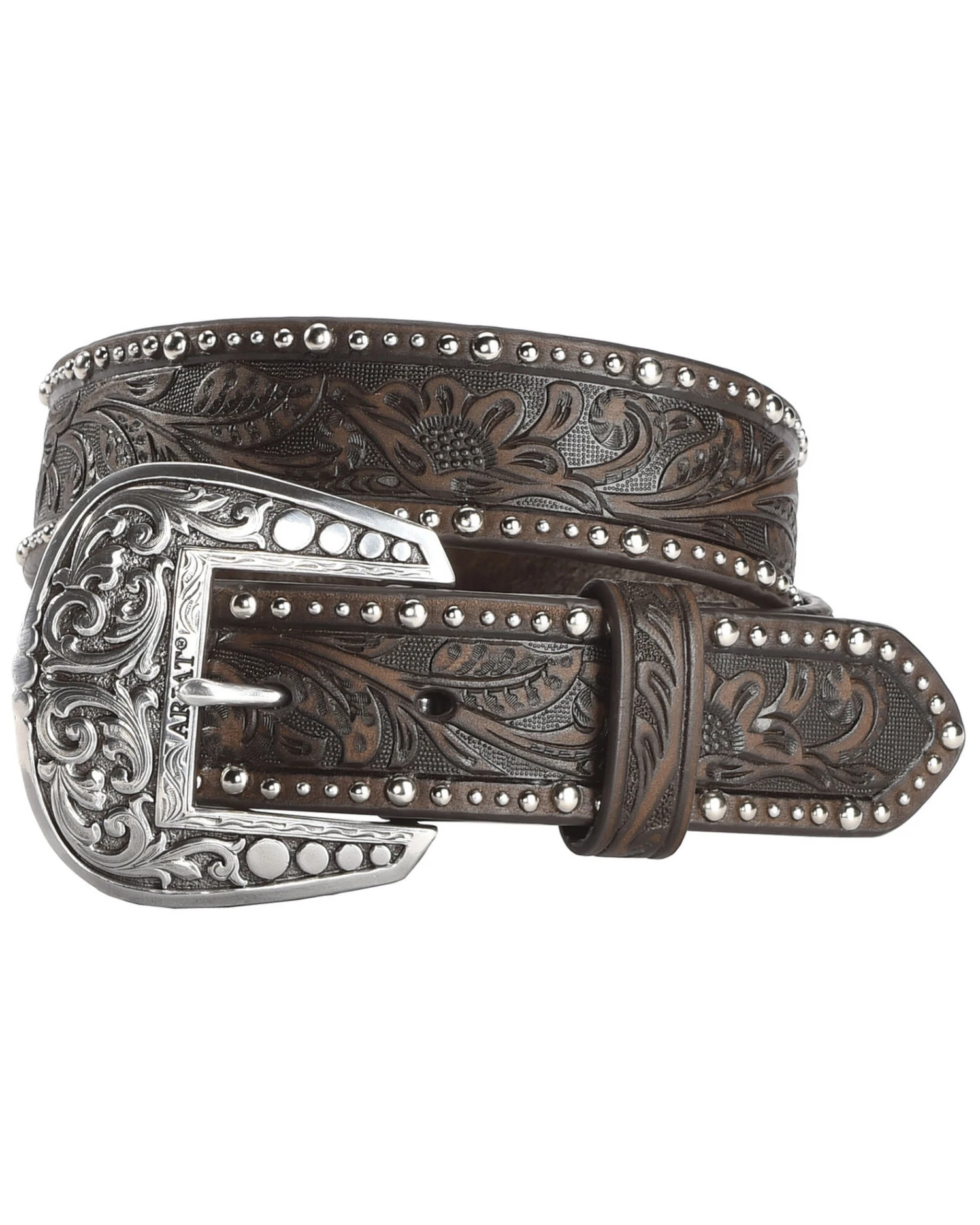 Ariat Women's Tooled & Studded Leather Belt 1 Ariat Women's Tooled & Studded Leather Belt