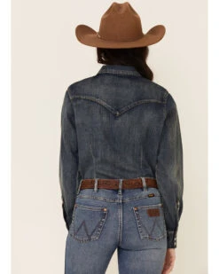 Wrangler Women's Long Sleeve Vintage Denim Shirt -Velora Studio Shop 658T62 88 P4